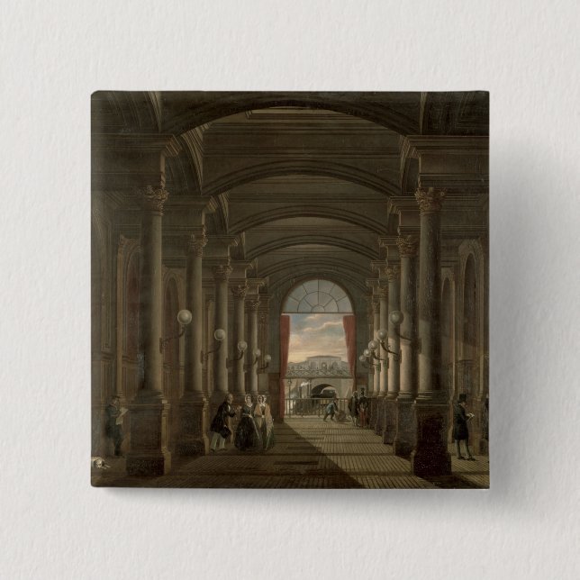 Interior of the Gare Saint-Lazare 15 Cm Square Badge (Front)