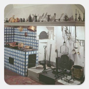 Interior of the kitchen of the Hotel de Cabris Square Sticker