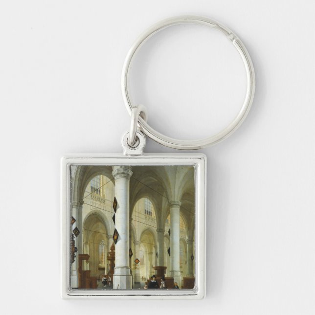 Interior of the Oude Kerk in Delft Key Ring (Front)
