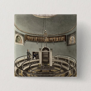 Interior of the Theatre of Anatomy, Cambridge, fro 15 Cm Square Badge