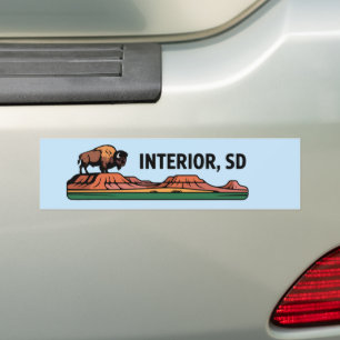 Interior South Dakota Badlands Bison Design Bumper Sticker