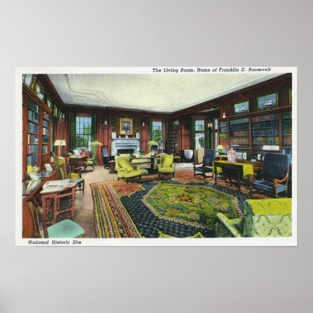 Interior View of FDR's Living Room Poster (Front)