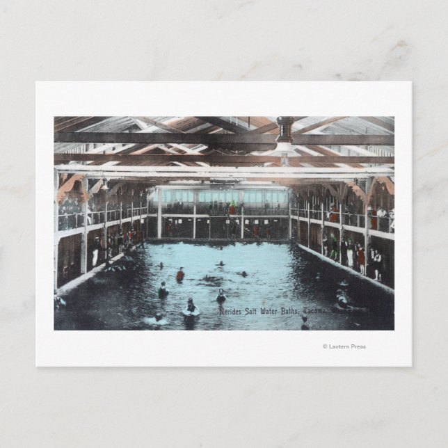 Interior View of Nerides Salt Water Baths Postcard (Front)