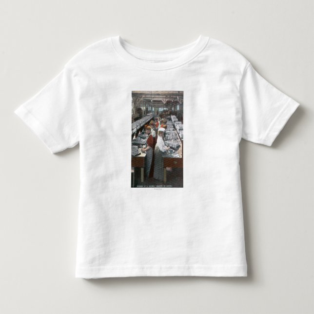 Interior View of Salmon Cannery Workers Toddler T-Shirt (Front)