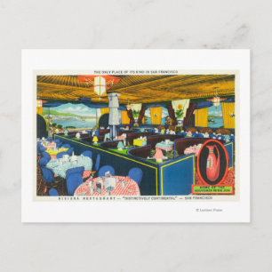 Interior View of the Riviera Restaurant Postcard