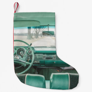INTERIOR VIEW OF VEHICLE ON ROAD SMALL CHRISTMAS STOCKING