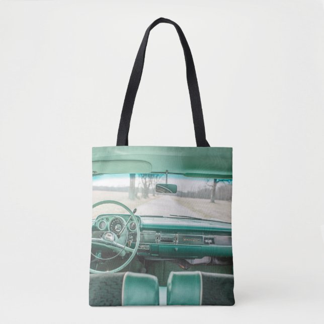 INTERIOR VIEW OF VEHICLE ON ROAD TOTE BAG (Front)