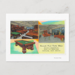 Interior Views of Newark Pool Table Postcard