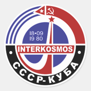 INTERKOSMOS Интеркосмос 1980s Soviet Sp Classic Round Sticker