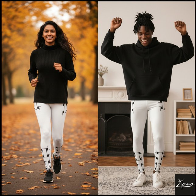 Interlace Pattern - white And black Leggings (Creator Uploaded)