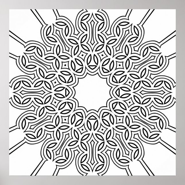 Interlaced Petal Loop Mandala Pattern Art Design Poster (Front)