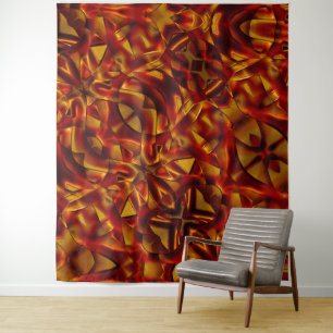 Interlacing of burnt orange ties, sculpted effect tapestry