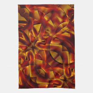 Interlacing of burnt orange ties tea towel