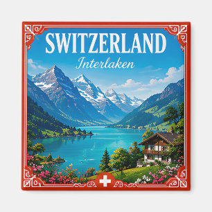 🏔️ Interlaken Switzerland Alpine Vacation Memory Magnet