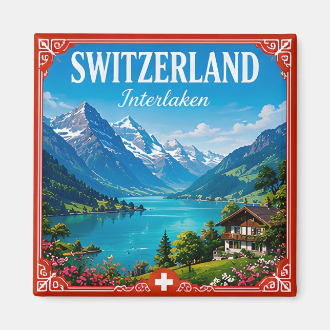 🏔️ Interlaken Switzerland Alpine Vacation Memory  Magnet (Front)