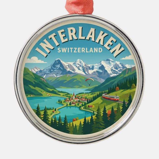 Interlaken Switzerland Metal Tree Decoration (Front)