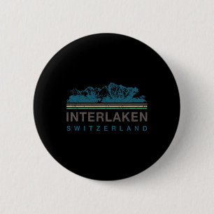 Interlaken Switzerland Swiss Mountain Climbing Ret 6 Cm Round Badge
