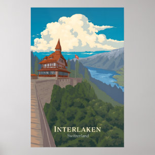 Interlaken Switzerland Travel Poster