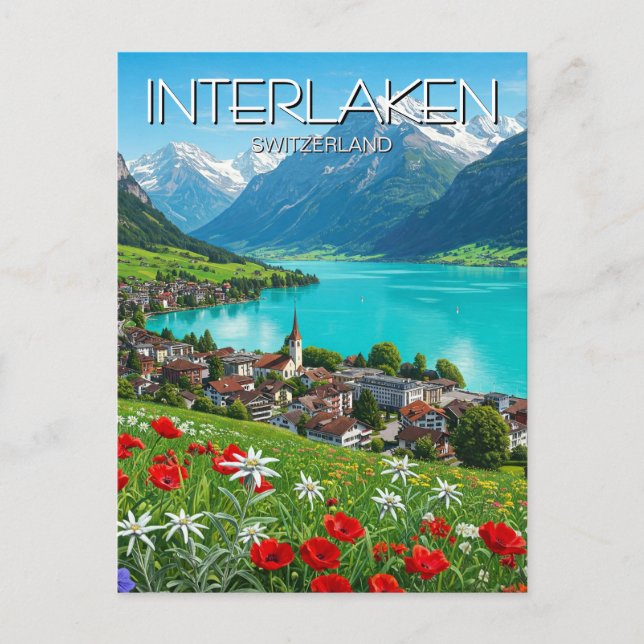 Interlaken Switzerland Travel Springtime Postcard (Front)