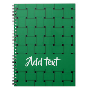 Interlapping green weave pattern notebook