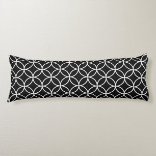Interlinking Circles Big Pattern White on Black Body Cushion
