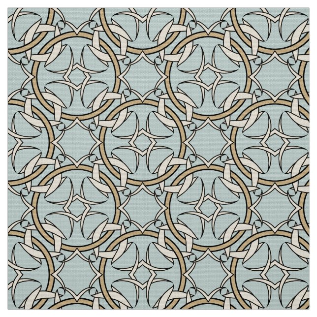 Interlocked Celtic Pattern Black and Cream Fabric (Swatch)