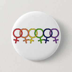 Interlocked Female Rainbow 6 Cm Round Badge