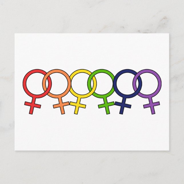 Interlocked Female Rainbow Postcard (Front)