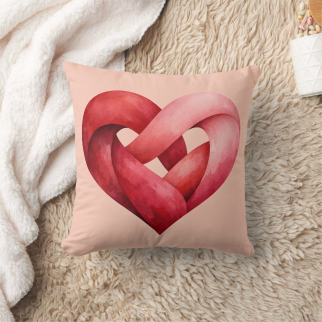 Interlocked Heart Throw Pillow Red Pink Love Decor (Blanket)