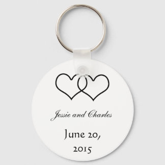 Interlocked Hearts - Black and White Key Ring