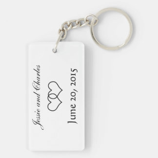 Interlocked Hearts - Black and White Key Ring
