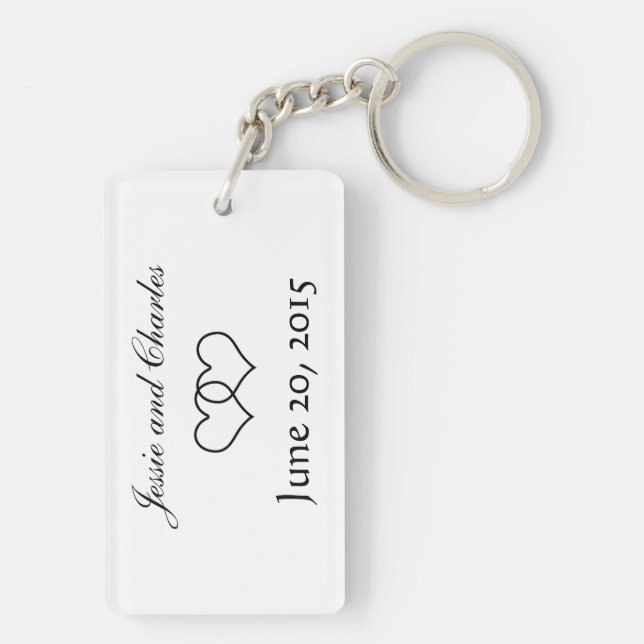 Interlocked Hearts - Black and White Key Ring (Back)