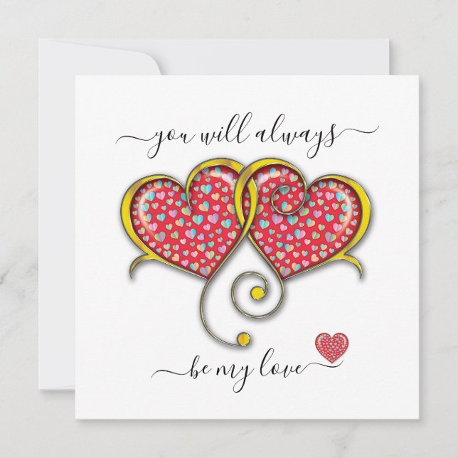Interlocked Hearts Custom Elegant Valentine’s Day Card (Front)