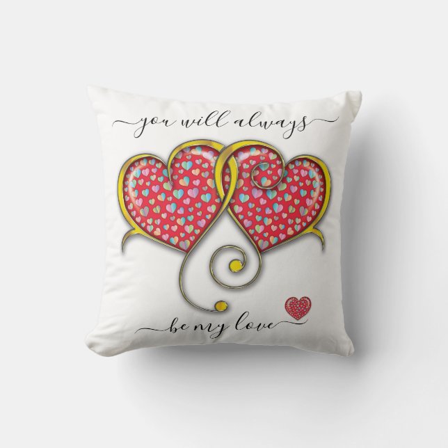 Interlocked Hearts Custom Elegant Valentine’s Day Cushion (Front)