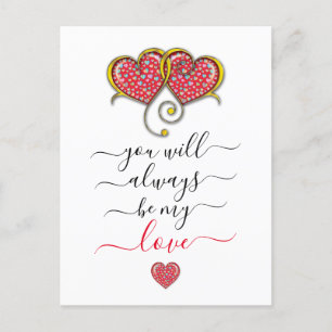 Interlocked Hearts Custom Elegant Valentine’s Day Postcard