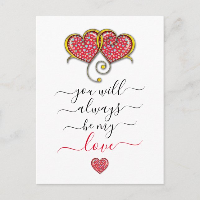 Interlocked Hearts Custom Elegant Valentine’s Day Postcard (Front)