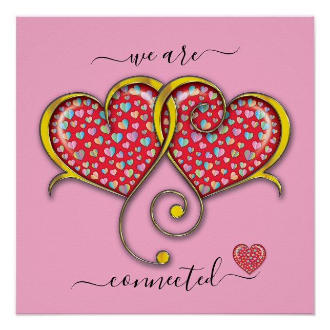 Interlocked Hearts Custom Elegant Valentine’s Day  Poster (Front)
