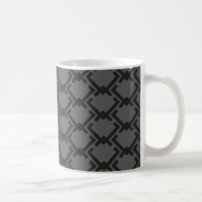 Interlocking Black Diamond Shape Geometric pattern Coffee Mug (Right)