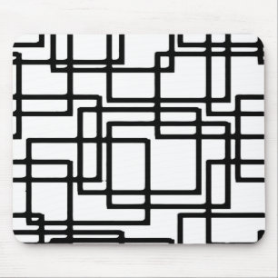 Interlocking Black Squares Artistic Design Mouse Pad