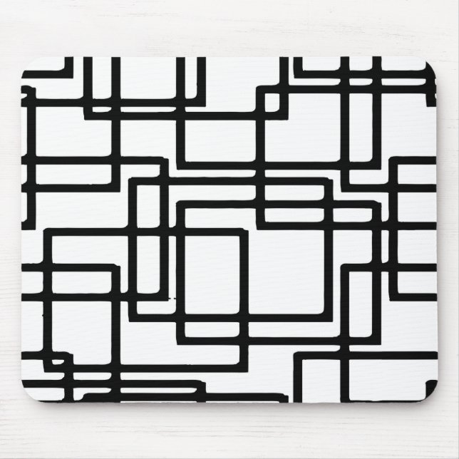 Interlocking Black Squares Artistic Design Mouse Pad (Front)