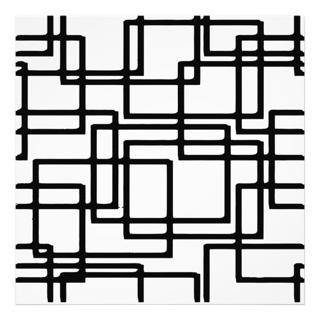 Interlocking Black Squares Artistic Design Photo Print (Front)