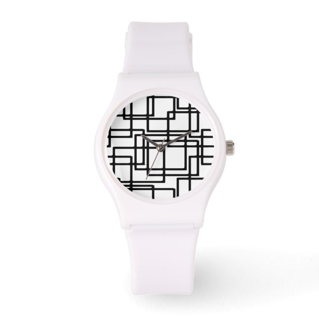 Interlocking Black Squares Artistic Design Watch (Front)