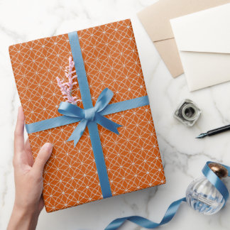 Interlocking Curves on Dark Orange Wrapping Paper