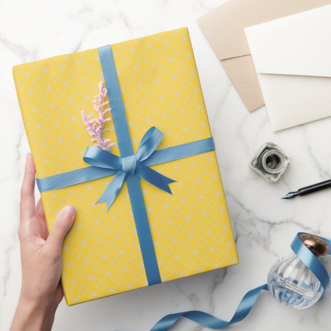 Interlocking Curves on Yellow Wrapping Paper (Gifting)