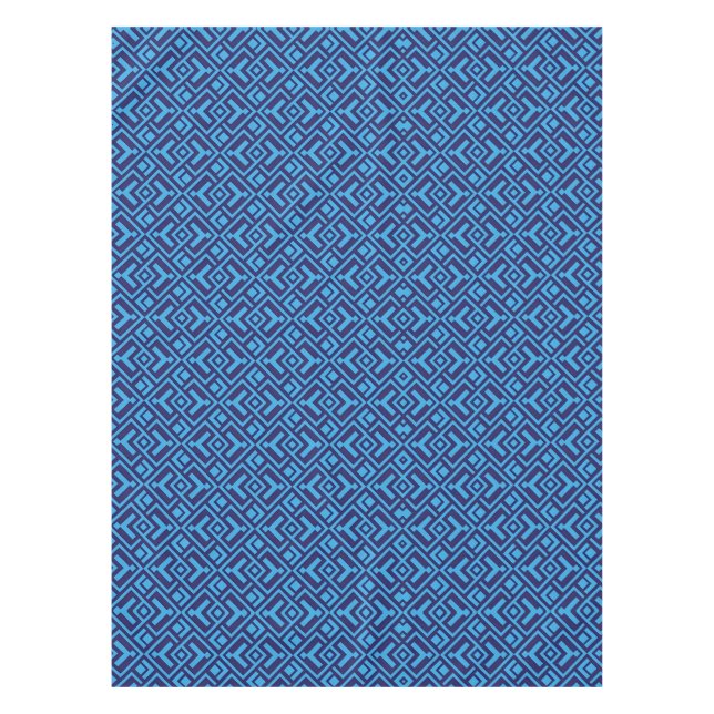 Interlocking Diamonds: Dark Blue Geometric Pattern Tablecloth (Front)