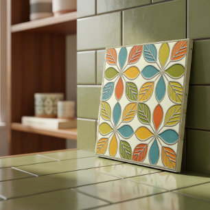 Interlocking Floral Mid-Century Modern #8 ID1224 Tile