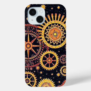 Interlocking gears abstract geometric surface art iPhone 15 case