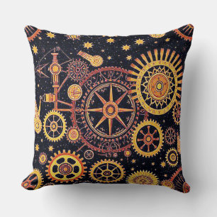 Interlocking gears abstract geometric surface art cushion