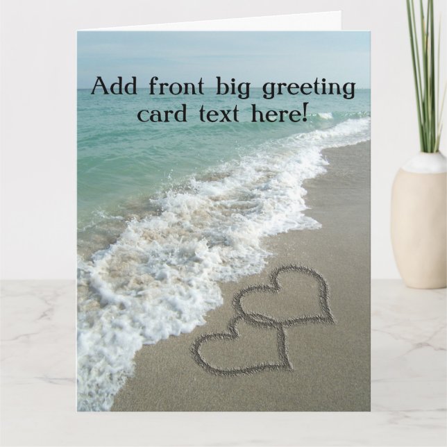 Interlocking Hearts on Beach Sand Card (Front)