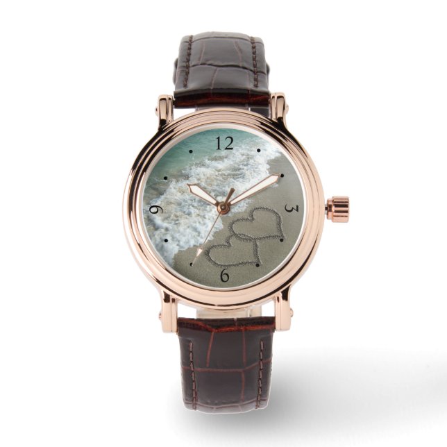 Interlocking Hearts on Beach Sand Watch (Front)